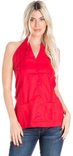 Guayabera Halter Top for Ladies , 100% Linen